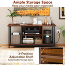 TV Stand Entertainment Center with Open Storage Shelves and Power Outlets to 50 Inches-Rustic Brown