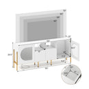 TV Stand for 70 Inch TV with Power Outlets Drawers and Open Shelves-White