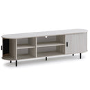 TV Stand for 80 Inch TVs Mid Century Modern Entertainment Center with Fluted Sliding Doors