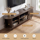 TV Stand for 80 Inch TVs Mid Century Modern Entertainment Center with Fluted Sliding Doors