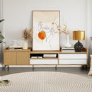 TV Stand for TVs up to 80 Inch Mid Century Modern Entertainment Center with Storage Cabinet-Natural