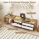TV Stand for TVs up to 80 Inch Mid Century Modern Entertainment Center with Storage Cabinet-Natural