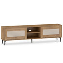 TV Stand for TVs up to 70 Inch Waveform Fluted Entertainment Center-Oak