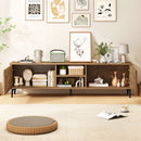 TV Stand for TVs up to 70 Inch Waveform Fluted Entertainment Center-Oak