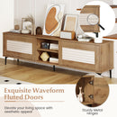 TV Stand for TVs up to 70 Inch Waveform Fluted Entertainment Center-Oak