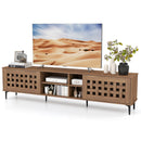 TV Stand for TVs up to 80" with 2 Doors and Storage Cabinets-Walnut