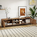 TV Stand for TVs up to 80" with 2 Doors and Storage Cabinets-Walnut