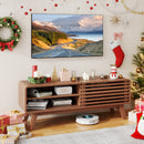 TV Stand for TVs up to 55" with Sliding Door and Adjustable Shelves for Living Room-Brown