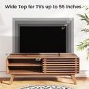 TV Stand for TVs up to 55" with Sliding Door and Adjustable Shelves for Living Room-Brown