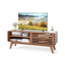 TV Stand for TVs up to 55" with Sliding Door and Adjustable Shelves for Living Room-Brown
