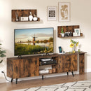 85-Inch TV Stand with Charging Station and Wall Shelves