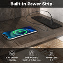 3-Tier TV Stand with Power Outlet USB and Adjustable Shelf-Gray