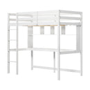 Twin Loft Bed with Desk and Shelves - White