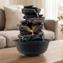 Tabletop Water Fountain with LED Light Indoor Desktop Cascading Water Feature