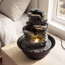 Tabletop Water Fountain with LED Light Indoor Desktop Cascading Water Feature