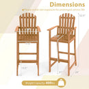 Tall Adirondack Chair with Armrests and Footrest for Deck