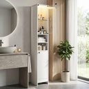 Tall Bathroom Storage Cabinet with LED Lights and Adjustable Shelves