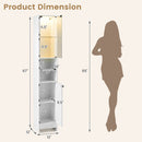 Tall Bathroom Storage Cabinet with LED Lights and Adjustable Shelves