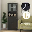 64.5 Inches Tall Bathroom Storage Cabinet with Frost Glass Doors and Shelves