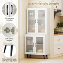 70.5 inch Tall Kitchen Pantry Cabinet Cupboard with 4 Transparent Doors
