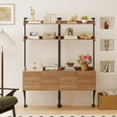 Tall Ladder Shelf with Storage Cabinet Narrow Wall Mounted Ladder Bookcase