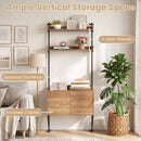 Tall Ladder Shelf with Storage Cabinet Narrow Wall Mounted Ladder Bookcase
