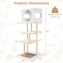 Tall Wood Cat Tower with 2 Corrugated Cardboard-White