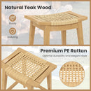 29 Inch Patio Rattan Barstool with Footrest and Saddle Seat