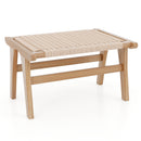 Teak Wood Ottoman Footstool with Braided Rope for Living Room