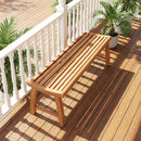 Teak Wood Outdoor Backless Bench with Contoured Slatted Seat