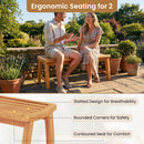 Teak Wood Outdoor Backless Bench with Contoured Slatted Seat
