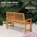 Teak Wood Outdoor Garden Bench with Slatted Backrest and Seat