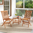 Teak Wood Patio Chairs Set of 2 with High Back and Slatted Seat