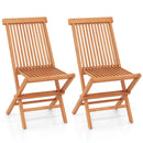 Teak Wood Patio Chairs Set of 2 with High Back and Slatted Seat