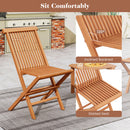 Teak Wood Patio Chairs Set of 2 with High Back and Slatted Seat