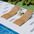 Teak Wood Patio Folding Chaise Lounge Chair with Slatted Seat