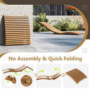 Teak Wood Patio Folding Chaise Lounge Chair with Slatted Seat