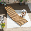 Teak Wood Patio Folding Chaise Lounge Chair with Slatted Seat