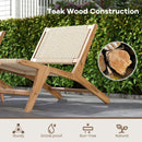 Teak Wooden Chair with Braided Rope Seat and Backrest for Backyard