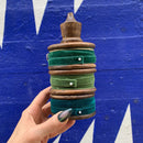 Teal and Citrine Velvet Trio Ribbon Spindle | Reusable Retro Wooden Spool