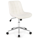 Teddy Fleece Armless Office Chair Makeup Vanity Chair-White
