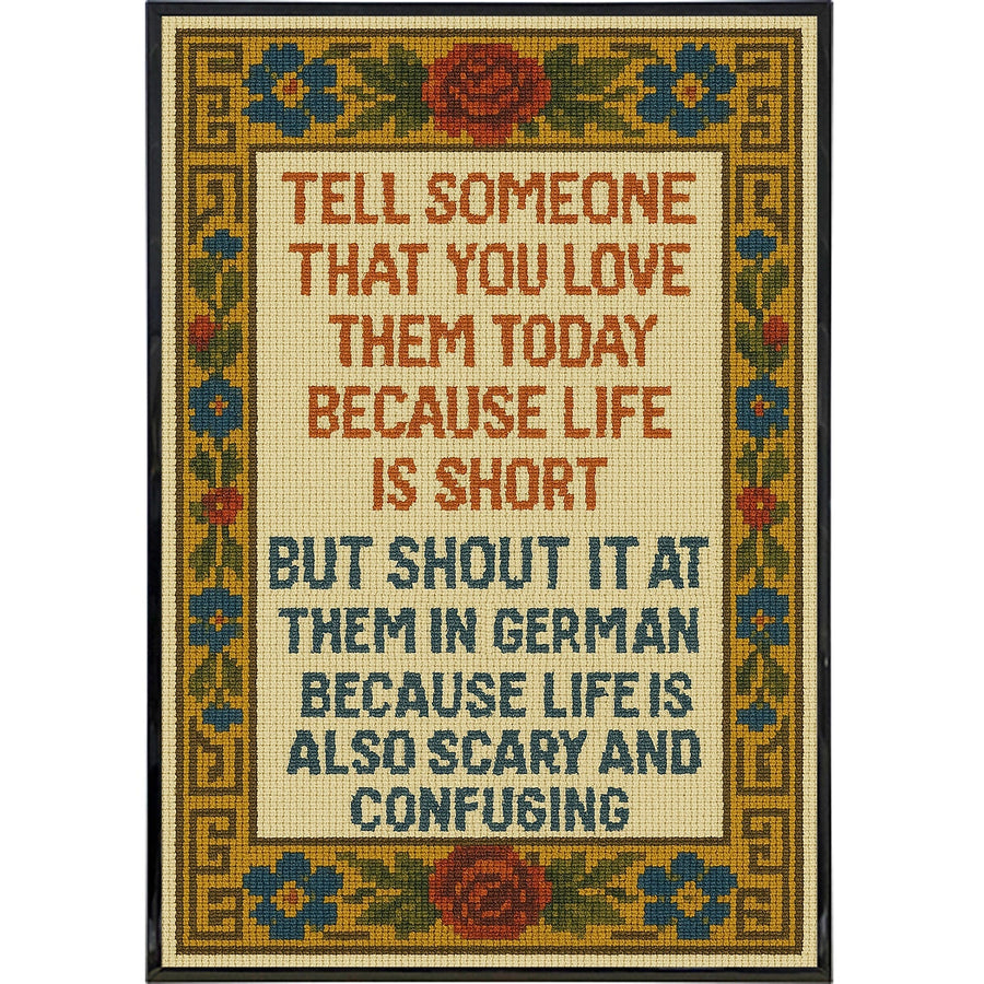Tell Someone That You Love Them Today Needlepoint Poster Print