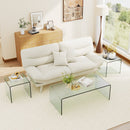 Tempered Glass Coffee Table Set of 3 with 1 Clear Coffee Table and 2 End Tables
