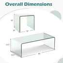 Tempered Glass Coffee Table Set of 3 with 1 Clear Coffee Table and 2 End Tables