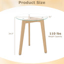Tempered Glass End Table Round with Solid Rubber Wood Structure