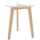 Tempered Glass End Table Round with Solid Rubber Wood Structure