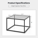 27.5 Inch Home Square Tea Table with Heavy-duty Metal Frame