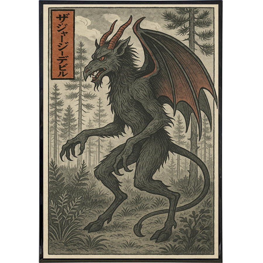 The Jersey Devil in Traditional Japanese Ukiyo-e Style Poster Print