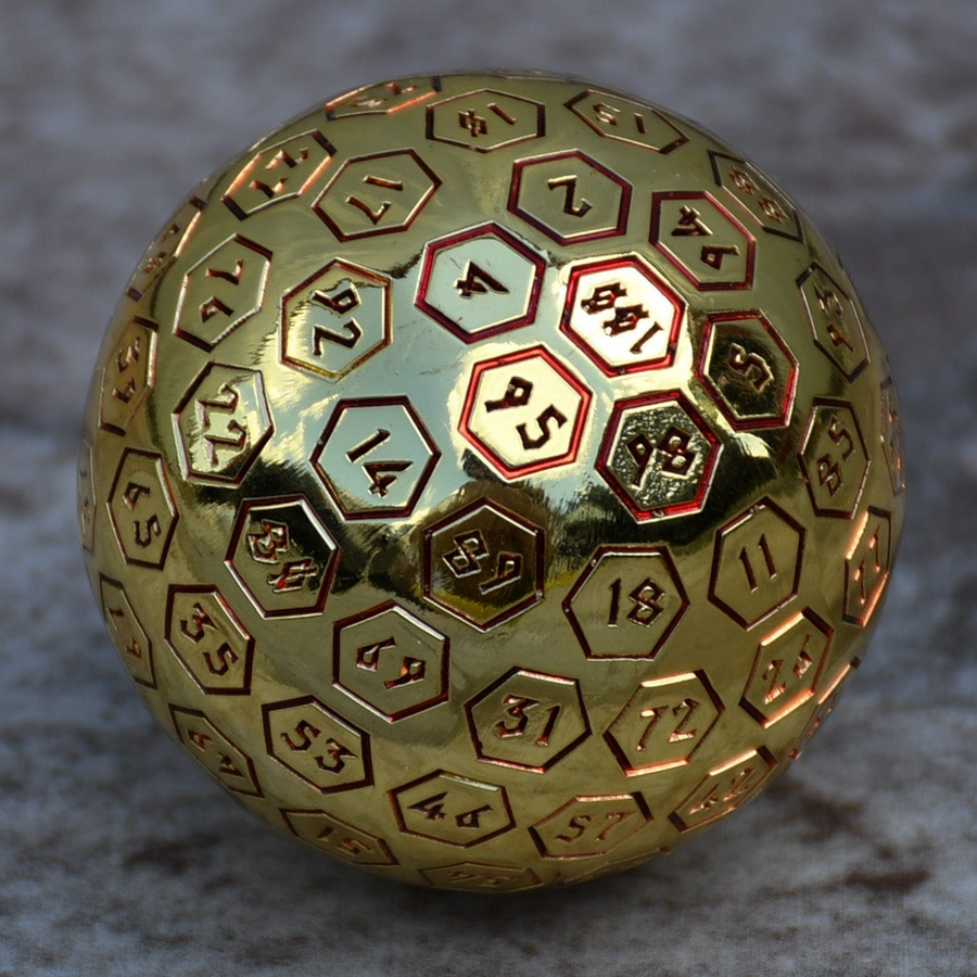 The Orb D100 -  Red and Gold Metal Die