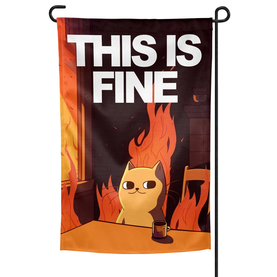 This Is Fine Cat Garden Flag